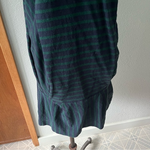SACAI sz 2 M Navy Blue Green Striped Hooded Dress Short Sleeve Half Zip - Picture 10 of 14
